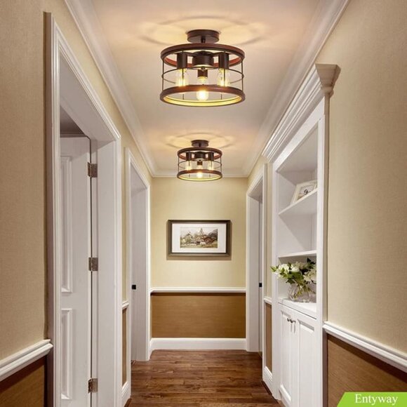 NEW 3-Light Semi Flush Mount Ceiling Light Fixture Vintage Ceiling Light - Picture 7 of 8